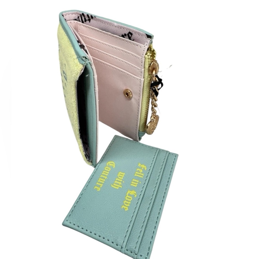NWT Juicy Couture Gelato On The Beach Bifold With Pullout Wallet Yellow Pearl - Picture 3 of 4